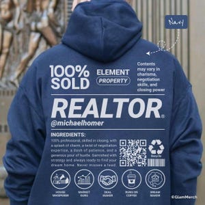 Funny Realtor Hoodie with Custom Name & QR Code, Unisex Realtor Sweatshirt, Personalized Gift for Realtor, Real Estate Agent Tee