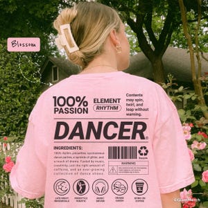 ダンサー栄養成分表示Tシャツ：コンフォートカラーリングスパンコットンTシャツ