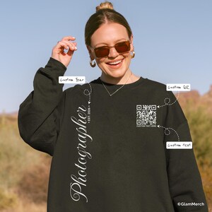Sudadera para fotógrafo con código QR personalizado, regalo de empresa de fotografía personalizado