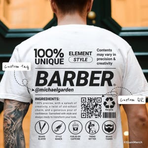 Barber Personalized Unisex T-Shirt, Custom Barbershop Apparel, Funny Hair Stylist Birthday Gift, Hairdresser Tee, Salon Employee Uniform