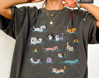 Funny Cats Swimming Shirt, for anyone who loves cats doing thingsdefinitely shouldn't do