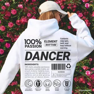 Sudadera con capucha con información nutricional de bailarina: un regalo divertido para los amantes de la danza