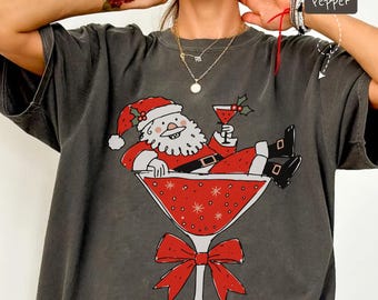 Martini Christmas Shirt, funny santa tee for anyone who loves a good drink