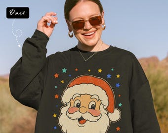 Retro 90s Santa Sweatshirt, Vintage Christmas Tee