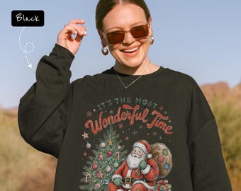 Retro 90s Patchwork Santa Sweatshirt, Christmas Crewneck