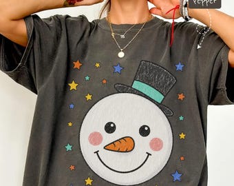 Retro 90s Snowman Shirt, Christmas Gift Tee