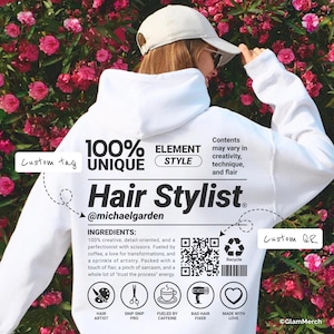 Personalisiertes Hair Stylist Hoodie: Salon Crew Apparel mit QR-Code