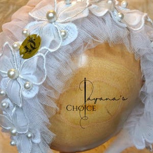 Baby white Bonnet with beautiful Lace Limited Handmade : Lace Bonnet