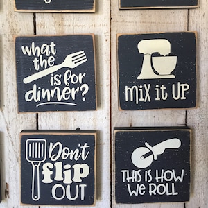 Farmhouse kitchen wall art, kitchen wood sign 5.5&quot; and 7 1/4&quot;, black and white kitchen decor, funny kitchen quote