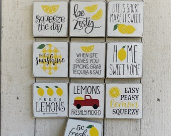 Lemon signs, Kitchen lemon sign, lemon decor, tiered tray sign, summer decor, gift for mom, small 5.5" or 7.25" lemon signs