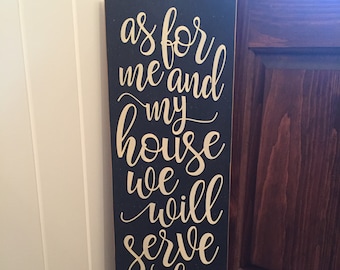 As for me and my house we will serve the Lord wood sign, Christian home wall art, bible verse, religious gift, Joshua 24:15, Scripture sign