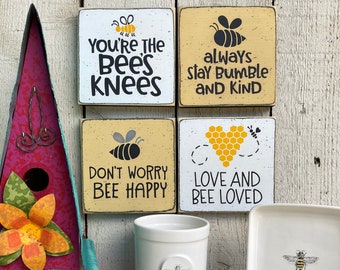 Bee home decor, bee sign, bee tiered tray, small 5.5" sign, kitchen decor, garden decor, summer decor