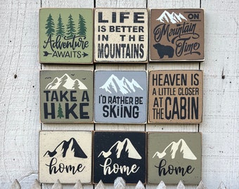 Hiking sign, Adventure awaits, mini rustic 5.5" wood sign, woodland decor, mountain home, nature lover gift, hiker gift, Colorado home