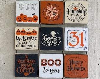 Halloween mini signs, Halloween decor, tiered tray sign, Fall decor, Halloween Rae Dunn display, small 5.5" Halloween signs