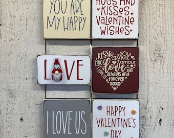 Valentine's Day wood sign, Valentine gift, Valentine's Day tiered tray decor, mini 5.5" Valentine sign, Valentine gnome
