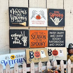 Halloween mini signs, Halloween decor, tiered tray sign, Fall decor, Halloween rustic signs , small 5.5&quot; Halloween signs