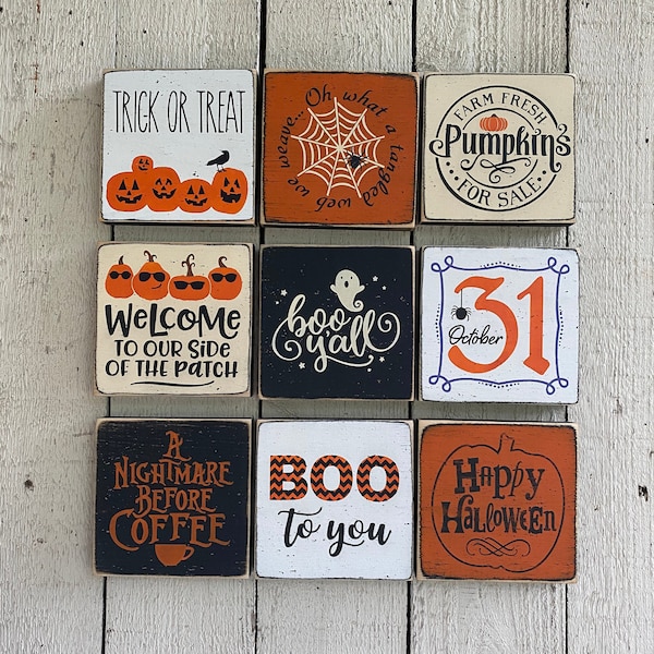 Halloween mini signs, Halloween decor, tiered tray sign, Fall decor, Halloween Rae Dunn display, small 5.5" Halloween signs