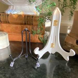 Easels for small 5&quot; signs - FREE SHIPPING, mini metal easel, small wood easel for display, plate holder