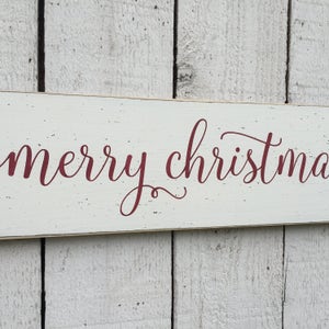 Merry Christmas sign comes in 3 sizes, Christmas wall decor, Farmhouse Christmas decoration, Christmas mantle decor White with Red