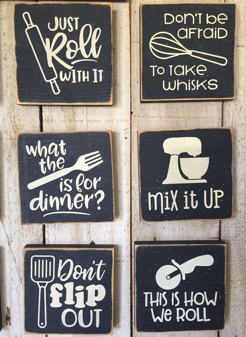 Kitchen Wall Art Cooking Pun Signs Mini Kitchen Wood Sign Etsy