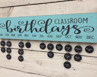 Teacher gift, Classroom birthday board, class birthday calendar, Christmas gift for teacher, class birthday calendar, school room decor