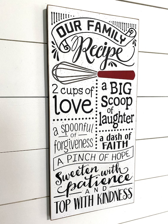 Happiness = Kitchen Full of Family Rustic Wall Sign Happiness = Kitchen Full of Family Rustic Wall Sign
