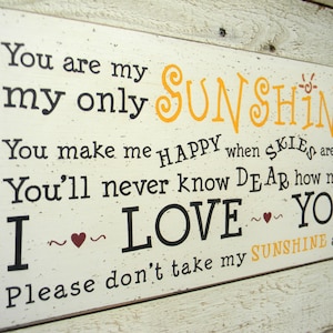 You are my sunshine 9&quot; x 18&quot; wood sign, nursery decor, grandchild gift
