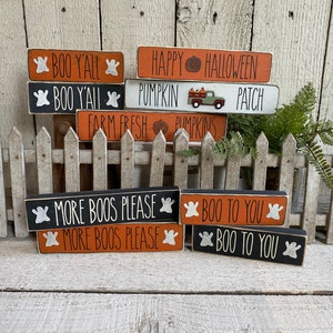 Halloween tier tray, Halloween decoration, mini Halloween sign, Happy Halloween, Boo Y&#39;All, Rae Dunn inspired Halloween