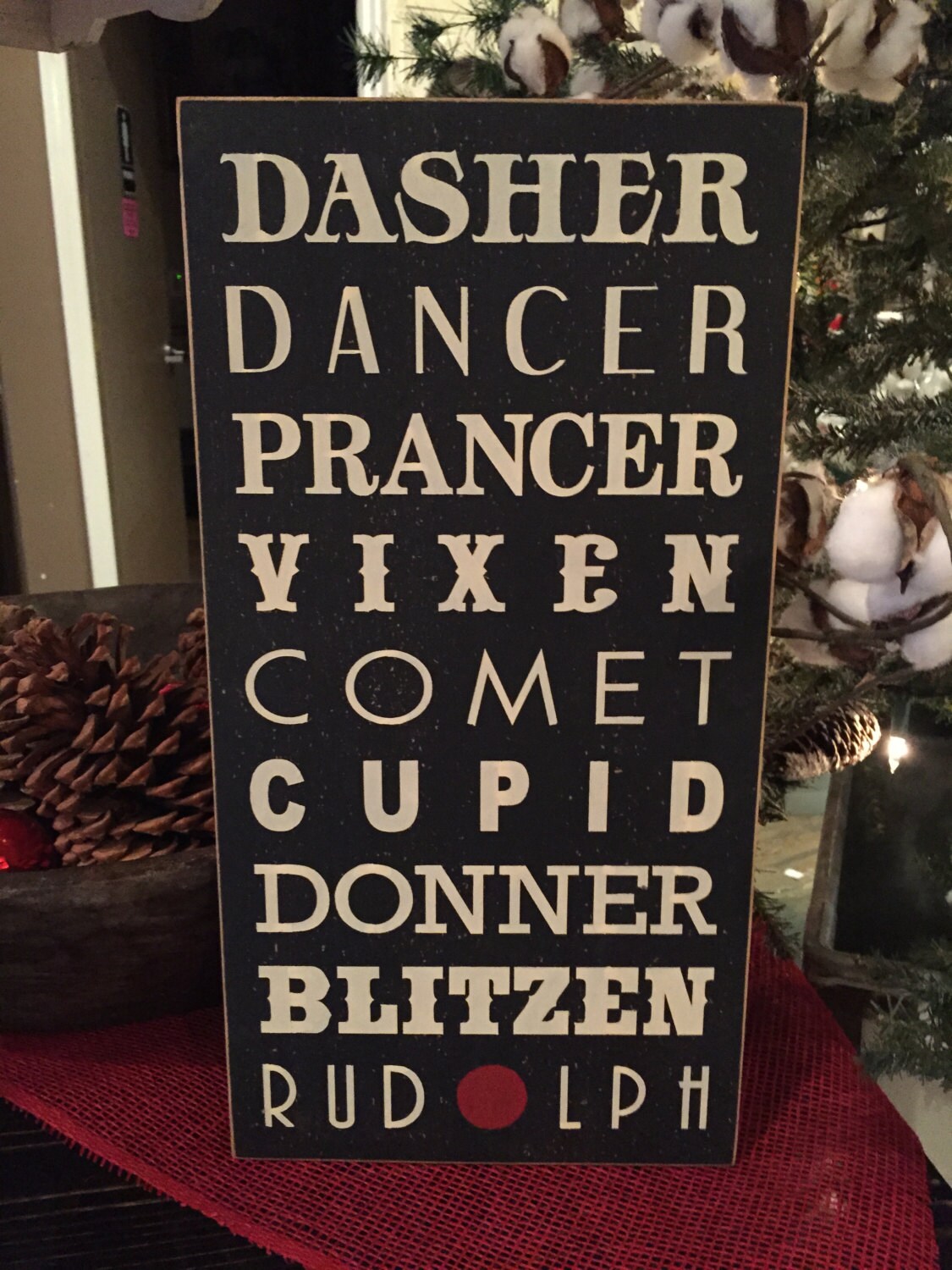 Reindeer wood sign Christmas decoration reindeer names sign Etsy