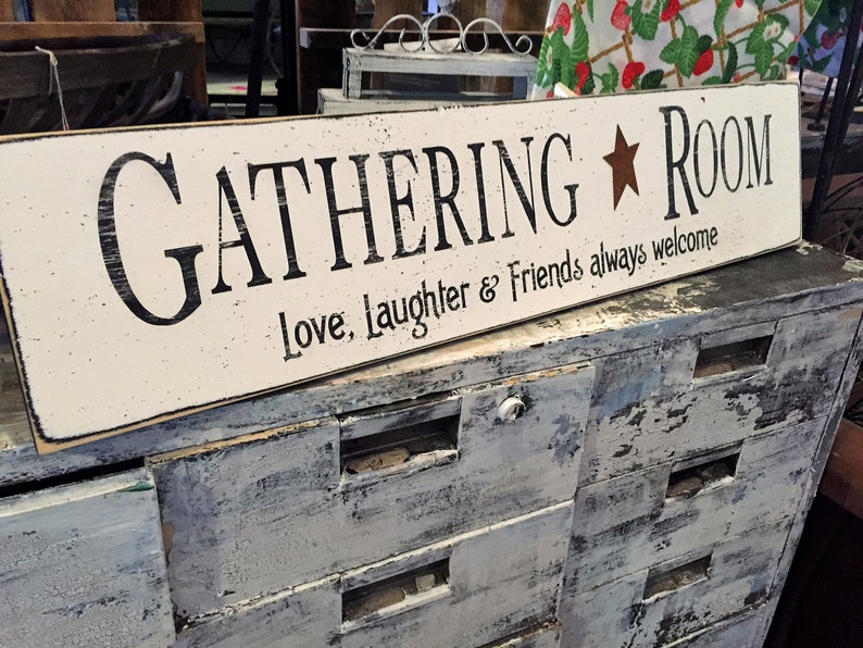 Gathering Room Love Laughter Friends Always Welcome Large 32 Wood Sign Rustic Farmhouse Decor