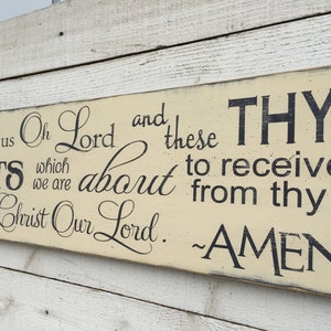 Bless us Oh Lord wood sign, farmhouse kitchen decor, dining room wooden sign, Christian blessing, bless the food before us, 9&quot; x 24&quot;