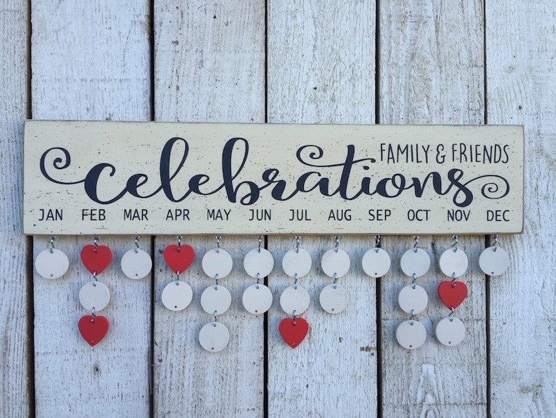 Family Celebration board extra circles and hearts, painted birthday board tags, wooden circles, birthday board pieces, wood discs image 3