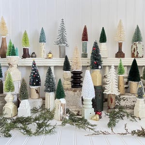 Bottle Brush Christmas Tree: Vintage One Of A Kind Sisal Trees, Farmhouse Holiday Decor (Set #4)