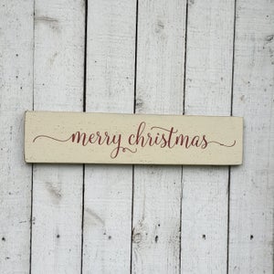 Merry Christmas sign comes in 3 sizes, Christmas wall decor, Farmhouse Christmas decoration, Christmas mantle decor Cream with Red
