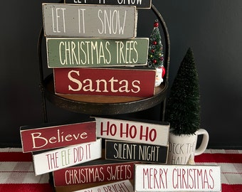 mini Christmas 2" signs, Christmas tiered tray signs, Rae Dunn inspired sign, small Christmas block signs, rustic mini Christmas signs