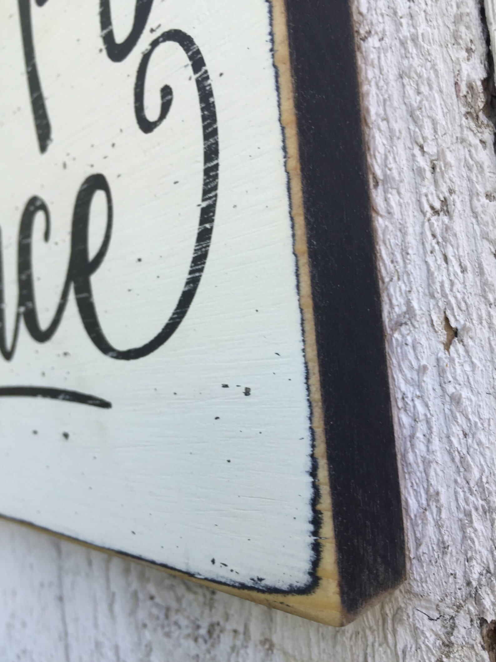 Home is My Happy Place - 11" X 11" Wood Sign, Black and White Decor