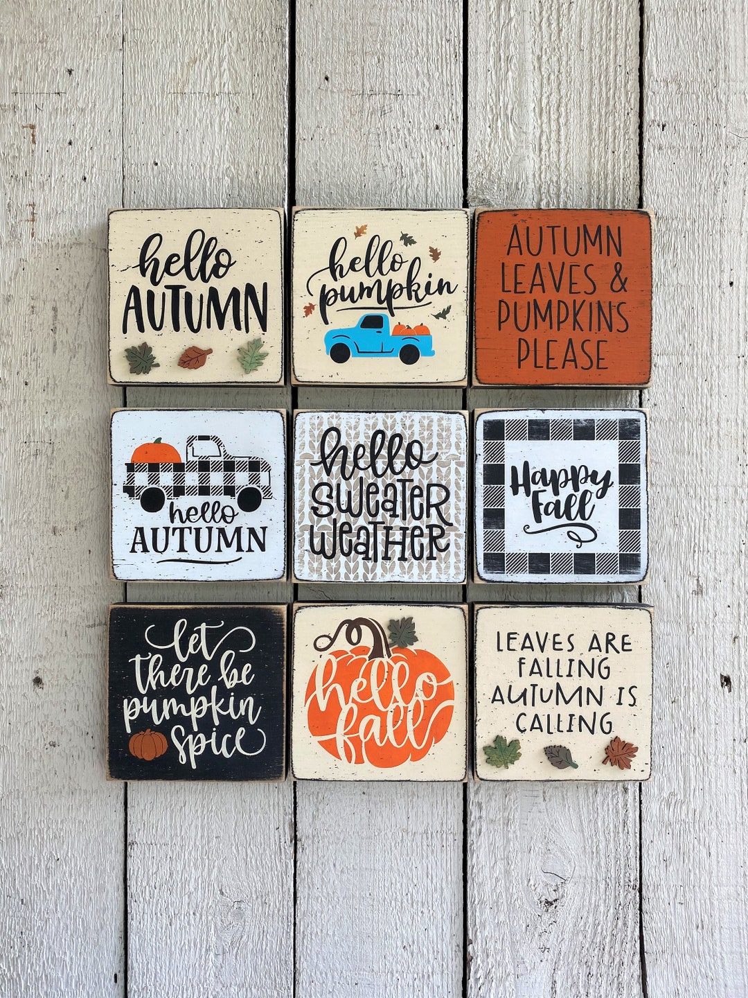 Mini Fall Signs, Fall Decoration, Tiered Tray Sign, Small 5.5 Fall Signs,  Pumpkin Sign, I Love Fall Most of All 