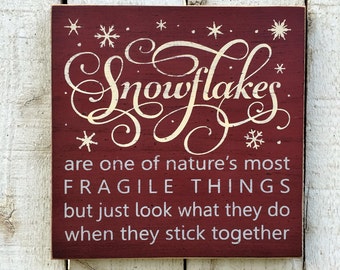 Winter decor, 11" x 11" snowflakes sign, snowman sign, Let it snow, Christmas decoration