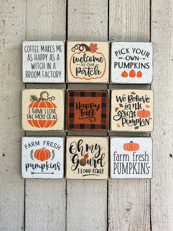 Mini Fall Signs, Fall Decoration, Tiered Tray Sign, Small 5.5 Fall Signs,  Pumpkin Sign, I Love Fall Most of All 