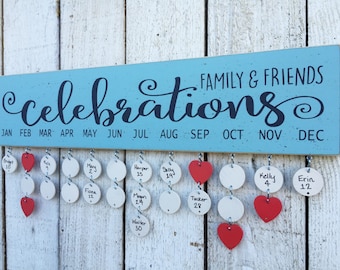 Family and Friends celebrations sign, family birthday board, gift for grandma, gift for mom, BUY 2 get 1 FREE