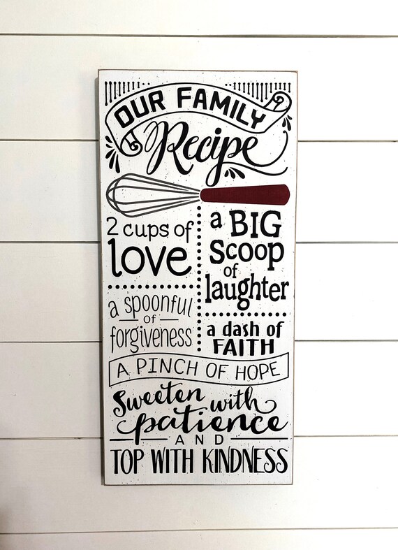 Happiness = Kitchen Full of Family Rustic Wall Sign Happiness = Kitchen Full of Family Rustic Wall Sign