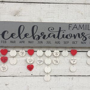 Family birthday board, Family celebrations sign, birthday calendar, gift for mom, gift for grandma, BUY 2 get 1 FREE image 2