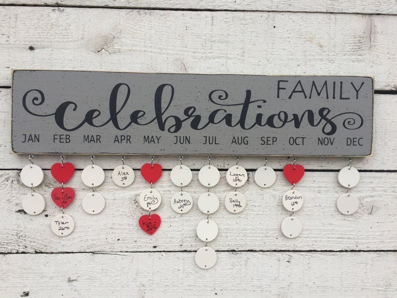 Family birthday board, Family celebrations sign, birthday calendar, gift for mom, gift for grandma, BUY 2 get 1 FREE image 2