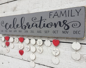 Family birthday board, Mother's Day gift, Family celebrations sign, birthday calendar, gift for mom, gift for grandma