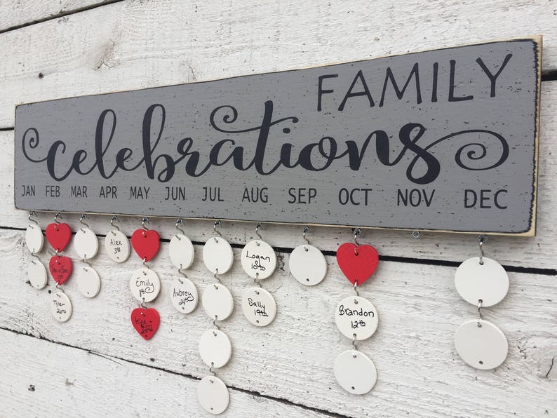 Family birthday board, Family celebrations sign, birthday calendar, gift for mom, gift for grandma, BUY 2 get 1 FREE image 1