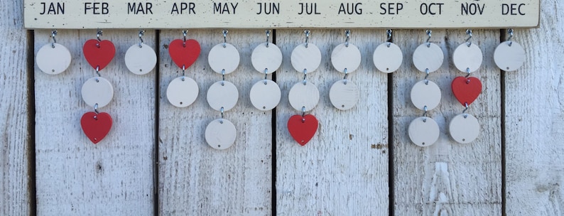 Family Celebration board extra circles and hearts, painted birthday board tags, wooden circles, birthday board pieces, wood discs image 1