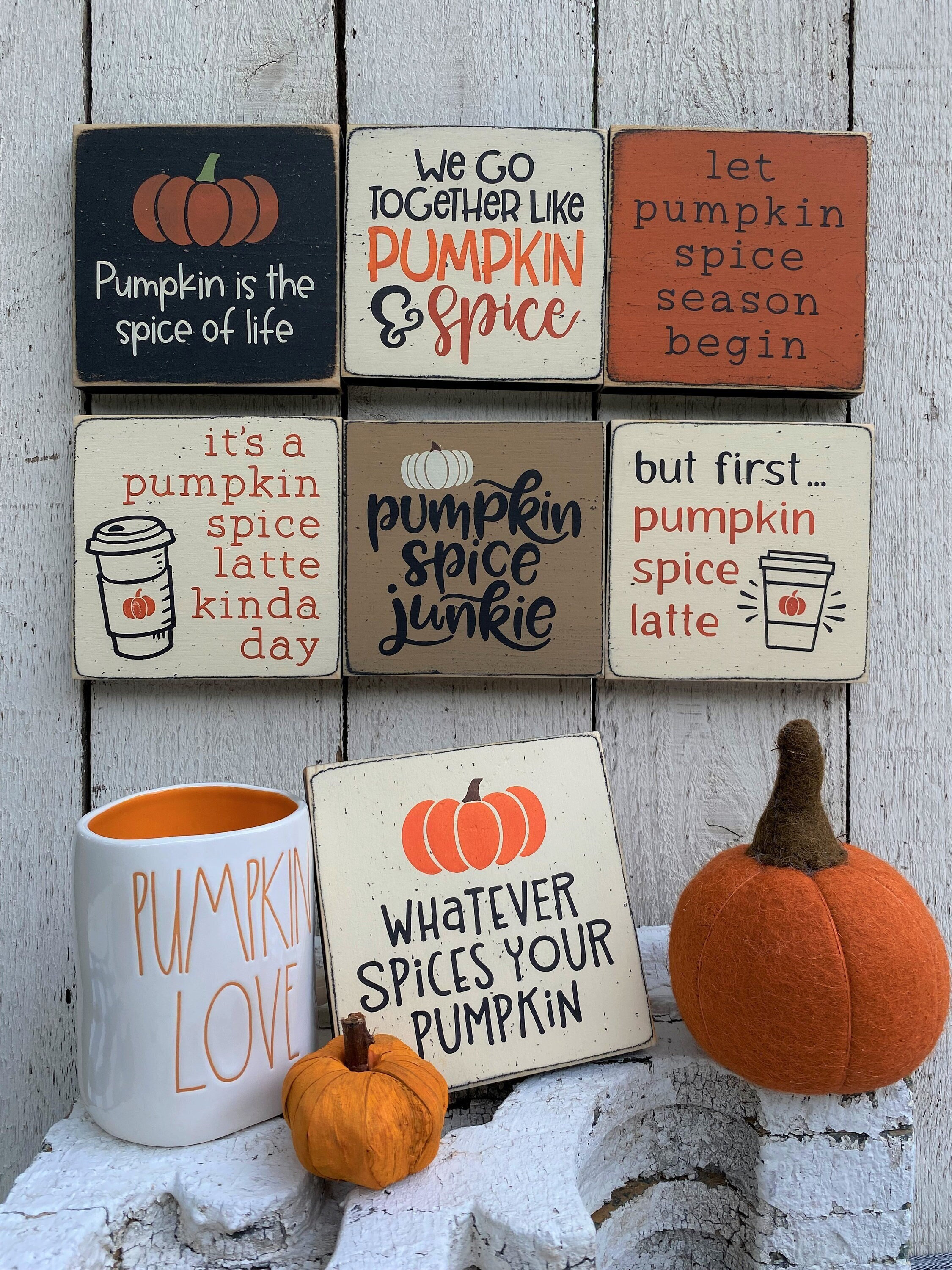 Pumpkin Spice Sign: Fall Kitchen Decor, Autumn Tier Tray , Fall
