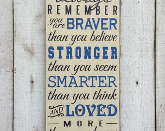 Always Remember you are Braver than you know - children's room decor