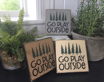 Go Play Outside mini 5.5" wood sign, mountain decor, hiker gift, adventurer gift, wilderness sign