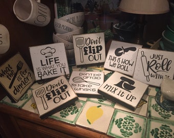 Farmhouse kitchen, Black and White kitchen decor, Funny kitchen wall art, cooking pun sign, gift for cook, kitchen mini sign 5.5" x 5.5"